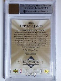 2006 UD Diamond Club Lebron James PATCH AUTO /110 Autograph BGS 9 (POP 1)