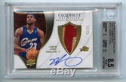 2007-08 Exquisite LEBRON JAMES Noble Nameplates PATCH AUTO /25 BGS 8.5 10.5AWAY