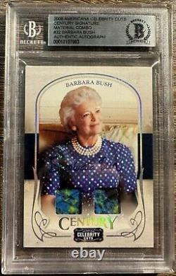 2008 Donruss Americana Barbara Bush #/5 Materials Dual Patch Auto BGS Authentic