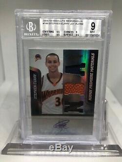 2009-10 Stephen Curry Absolute Auto NBA Jersey Logo Ball Patch RC /499 BGS 9