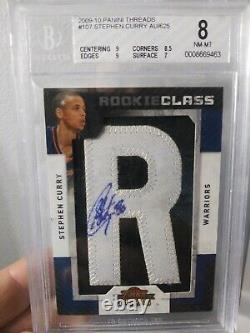 2009-10 Stephen Curry Panini Threads Patch 469/625 Rookie BGS 8 with BGS 10 Auto