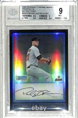 2009 Bowman Chrome Draft Refractor DALLAS KEUCHEL Auto Rookie Card Graded BGS 9