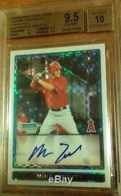 2009 Bowman Chrome Mike Trout Rc Auto Xfractor /225 Bgs 9.5/10 Goat! $$$$$$$$$$$$