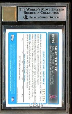 2009 Bowman Chrome XFractor Mike Trout RC JERSEY # 27/225 BGS 9 with 10 AUTO