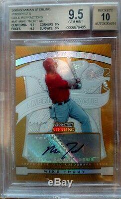 2009 Bowman Sterling Mike Trout Auto Gold Refractor RC #d/50 BGS 9.5 Auto 10