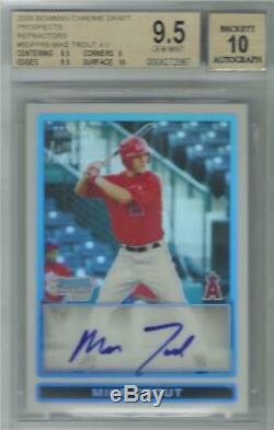 2009 Mike Trout Bowman Chrome Auto Refractor RC- BGS 9.5 with10 sub. #317/500