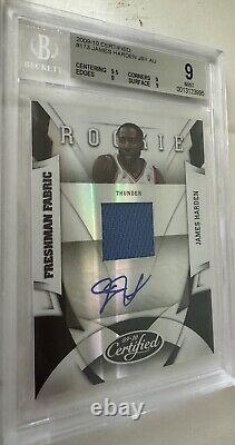 2009 Panini Certified /399 James Harden RC Jsy Auto BGS 9, Auto 10