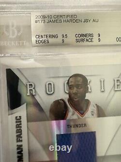 2009 Panini Certified /399 James Harden RC Jsy Auto BGS 9, Auto 10