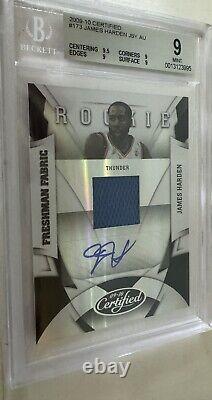 2009 Panini Certified /399 James Harden RC Jsy Auto BGS 9, Auto 10