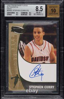 2009 Press Pass Fusion Gold /75 Stephen Curry Rookie Auto Autograph BGS 8.5/10
