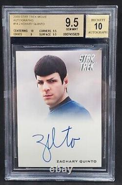 2009 Star Trek Movie Autograph Zachary Quinto as Spock BGS 9.5 Gem Mint 10 Auto