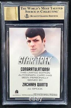 2009 Star Trek Movie Autograph Zachary Quinto as Spock BGS 9.5 Gem Mint 10 Auto