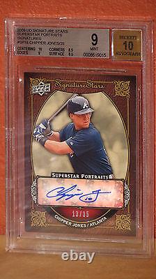 2009 UD Super Star Portraits Chipper Jones Auto Card BGS 9 Auto 10