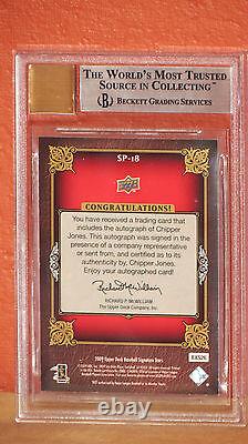 2009 UD Super Star Portraits Chipper Jones Auto Card BGS 9 Auto 10
