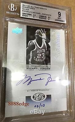 2010-11 All-time Greats Auto #mj12 Michael Jordan #2/10 On Card Autograph Bgs 9