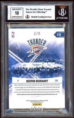 2010 Absolute Hoopla Materials Jersey # Kevin Durant 2/5 On Card Auto BGS 9