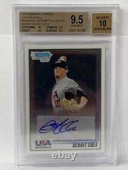 2010 Bowman Chrome Autograph 10 Auto Gerrit Cole /99 Bgs 9.5 Gem Mint