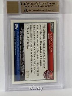 2010 Bowman Chrome Autograph 10 Auto Gerrit Cole /99 Bgs 9.5 Gem Mint