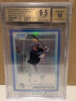 2010 Bowman Chrome Draft BLUE 1st AUTO Christian Yelich BGS 9.5/10 BREWERS