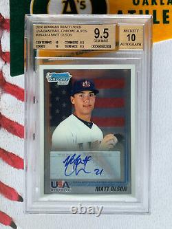 2010 Bowman Chrome MATT OLSON AUTO BGS 9.5 USA Draft Picks Autograph 10 GEM MT