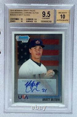 2010 Bowman Chrome MATT OLSON AUTO BGS 9.5 USA Draft Picks Autograph 10 GEM MT