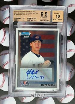 2010 Bowman Chrome MATT OLSON AUTO BGS 9.5 USA Draft Picks Autograph 10 GEM MT