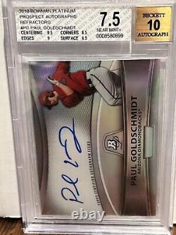 2010 Bowman Platinum Pros. Autos Paul Goldschmidt BGS 7.5- Refractor BGS 10- Auto