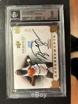 2011-12 Exquisite Collection Michael Jordan Autograph BGS 9 with 10 Auto & Two 9.5