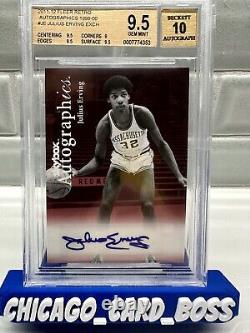 2011-12 Fleer Retro Autographics Design Julius Erving Auto Dr J HOF BGS 9.5 SP