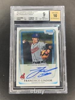 2011 Bowman Chrome Draft Francisco Lindor 1st Prospect Autograph BGS 9 AUTO 10