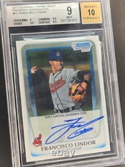 2011 Bowman Chrome Draft Francisco Lindor 1st Prospect Autograph BGS 9 AUTO 10
