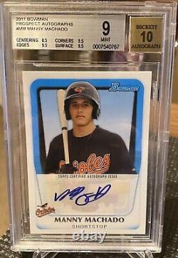 2011 Bowman Prospect Manny Machado Auto Autograph #BPA-MM BGS 9 / 10