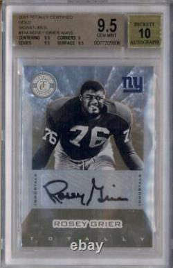 2011 Totally Certified Gold Signatures Rosey Grier Autograph Auto /15 BGS 9.5