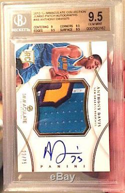 2012-13 Panini Immaculate Anthony Davis Auto RPA /75 BGS 9.5/10 4 Color Patch RC