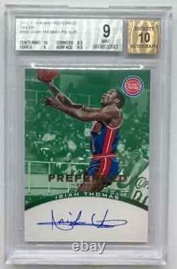 2012-13 Preferred Isiah Thomas Green Autograph Auto #3/5 BGS 9