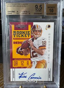 2012 Panini Contenders Rookie Ticket Kirk Cousins RC/AUTO BGS 9.5 GEM MT AUTO 10