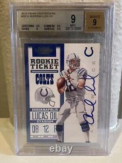 2012 Panini Contenders Ticket Andrew Luck Rc Rookie Auto Autograph Bgs 9