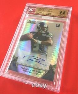 2012 Russell Wilson Prism /15 ROOKIE BGS 9.5 AUTO 10 1/1 Superbowl Contenders