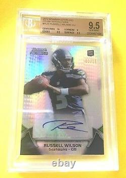 2012 Russell Wilson Prism /15 ROOKIE BGS 9.5 AUTO 10 1/1 Superbowl Contenders