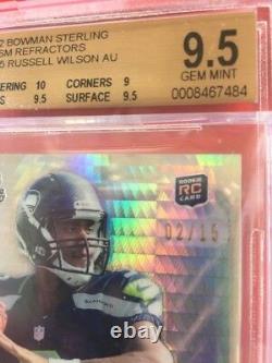 2012 Russell Wilson Prism /15 ROOKIE BGS 9.5 AUTO 10 1/1 Superbowl Contenders