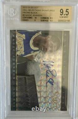 2013-14 Panini Select Magic Johnson Black 1/1 On Card Auto HOF 1/1 BGS 9.5