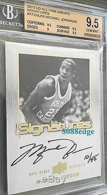 2013 All-time Greats Signature Auto Mj16michael Jordan #10/45 Autograph Bgs 9.5