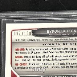 2013 Bownan Chrome Prospects Autographs Byron Buxton Rookie Card BGS 9 Auto 10