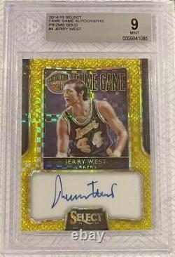 2014-15 Panini Select JERRY WEST Fame Game Autographs Prizms GOLD AUTO /10 BGS 9