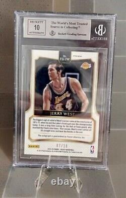 2014-15 Panini Select JERRY WEST Fame Game Autographs Prizms GOLD AUTO /10 BGS 9
