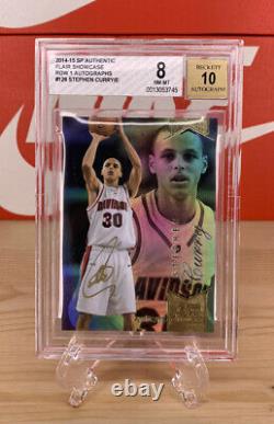 2014-15 SP Flair Showcase Stephen Curry Auto Row 1 SSP BGS 8 Gold Autograph Rare