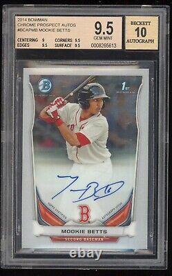 2014 Bowman Chrome Mookie Betts Auto Autograph BGS 9.5/10