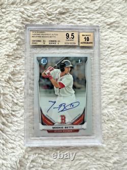 2014 Mookie Betts Rookie Bowman Chrome Auto Bgs 9.5 Auto 10 La Dodgers #bcapmb