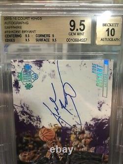 2015-16 Court Kings Autograph Sapphire Kobe Bryant /25 Bgs 9.5 Auto 10 Rare Ssp