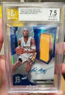 2015-16 Panini Spectra Kobe Bryant Ink Materials /35 BGS 7.5 On Card AUTO PATCH